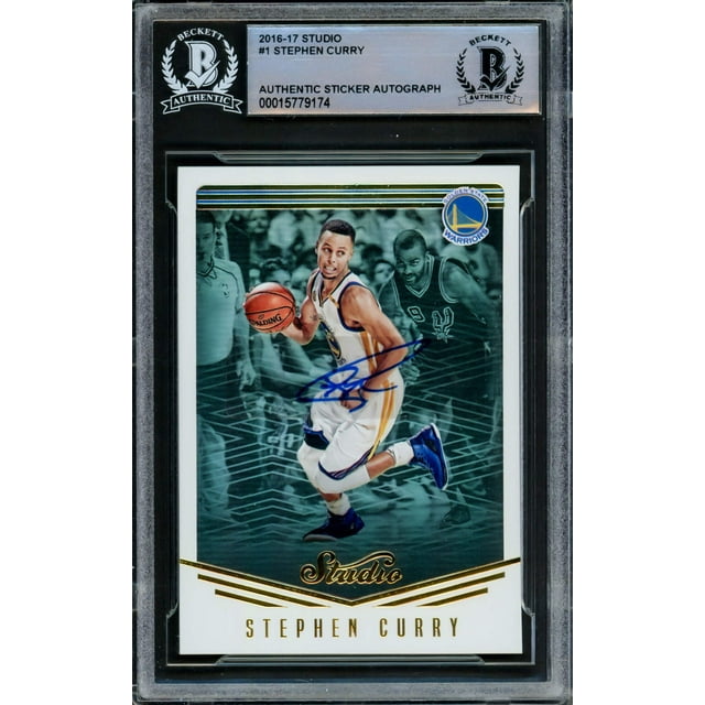 Stephen Curry Autographed 2016-17 Panini Studio Card #1 Golden State Warriors Beckett BAS #15779174