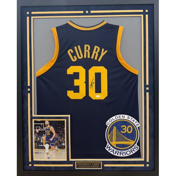 Stephen Curry Autographed Hand Signed Custom Framed Golden State Warriors Jersey - JSA COA