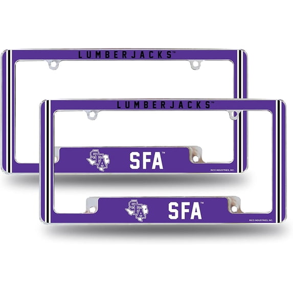 Stephen F. Austin NCAA Lumberjacks (Set of 2) Chrome Metal License Plate Frames with Bold Full Frame Design