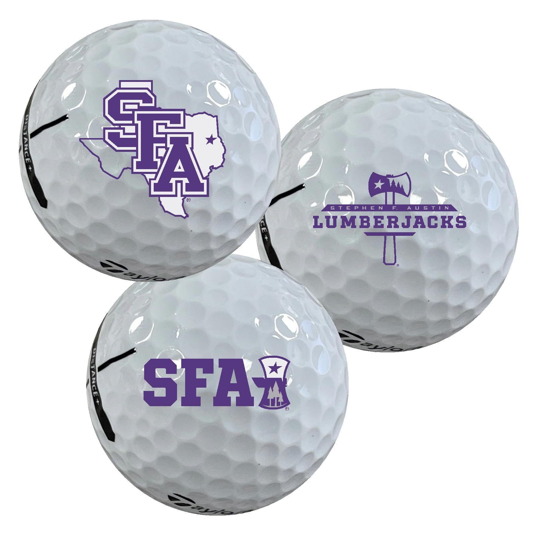 Stephen F. Austin State University Lumberjacks Logo Edition Taylormade Distance+ Golf Balls 12-Pack (Dozen)