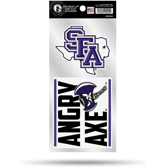 Stephen F. Austin University Lumberjacks SFA 2-Piece Double Up Die Cut Sticker Decal Sheet, 4x8 Inch