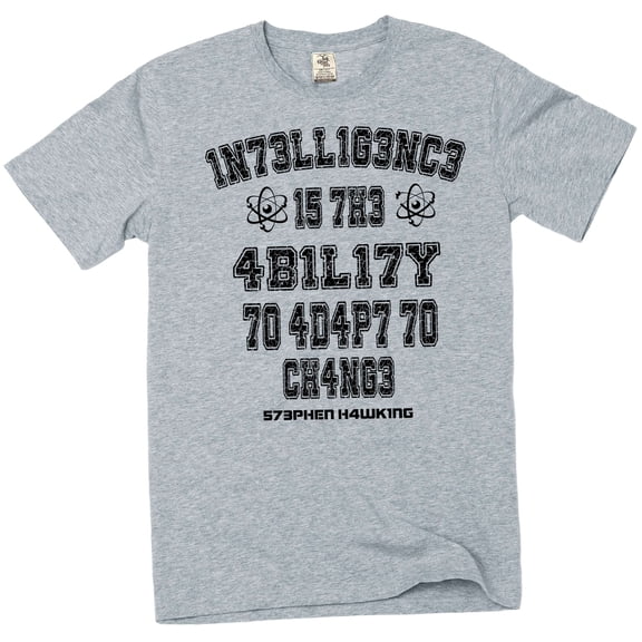 Stephen Hawking Inteligence T-Shirt Science Tee Shirt Professor Hawking Tee Shirt (Medium Grey)