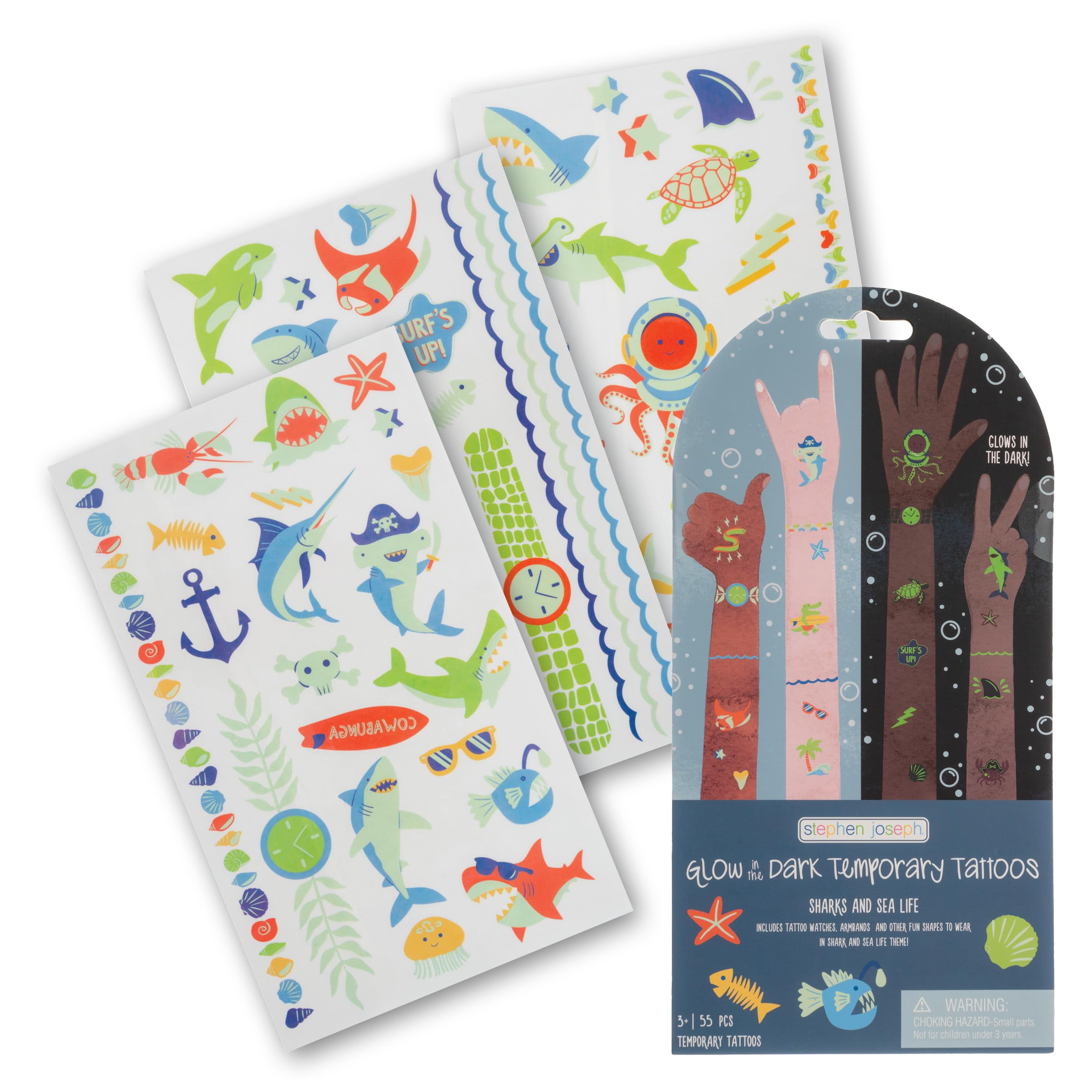 Scripted Tattoo Stephen Joseph, 55 Temporary Tattoos for Kids, Glow in the Dark Tattoos ...