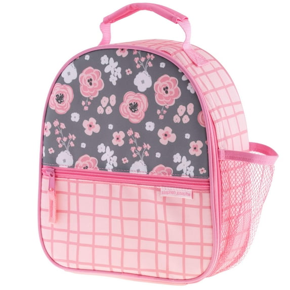 Stephen Joseph, All Over Print Lunchbox, Reusable Kids Lunch Bag, Insulated, Charcoal Flower