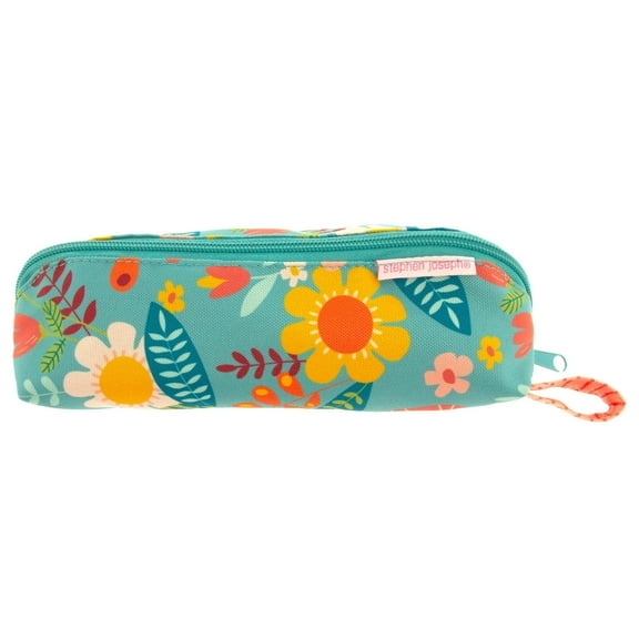 Stephen Joseph All Over Printed Pencil Pouch, Kids School Stationary Case, Turquoise Floral