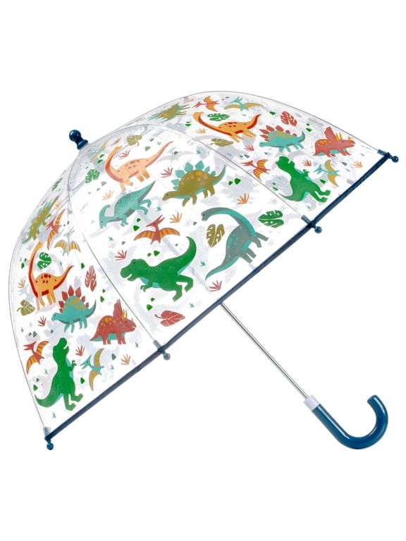 , Clear Color Changing Umbrella for Toddlers, Kids Weather Protection, Dino