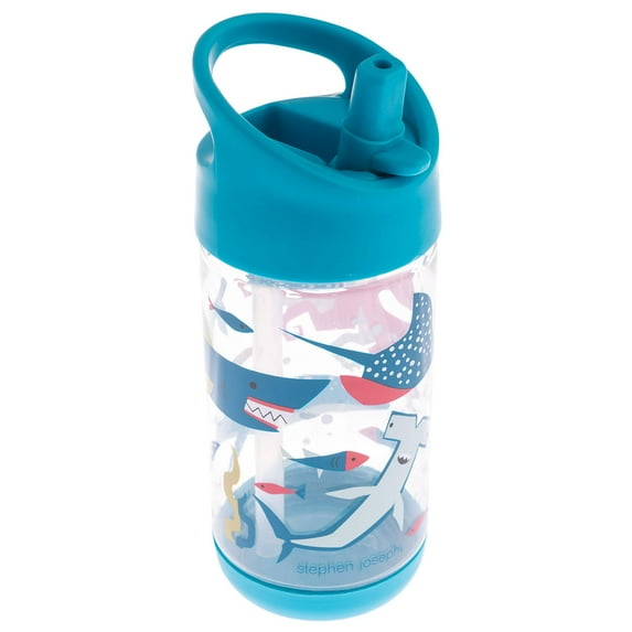 Stephen Joseph, Kids Flip Top Water Bottle, 10oz BPA Free, Unisex Water Bottle, Sharks