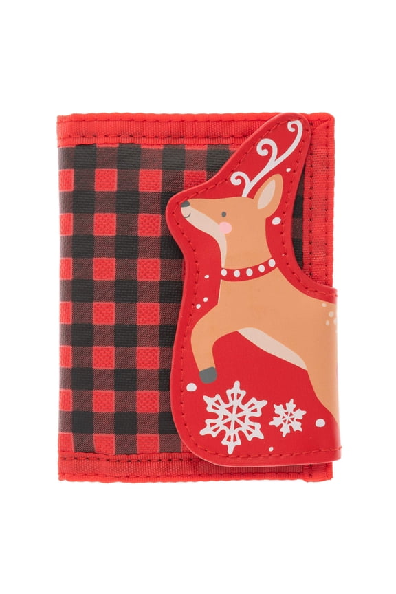 , Kids Unisex Wallet, Applique Designs, Zippered Coin Pocket, Reindeer