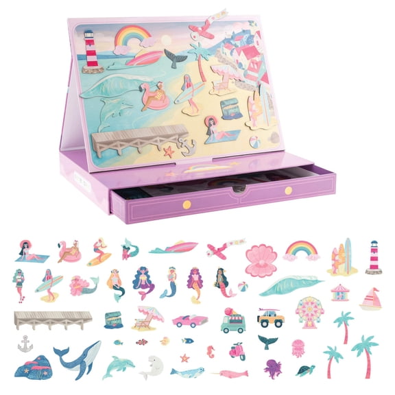 Stephen Joseph Magnetic Scene With Drawer, Magnetic Travel Playset, Screen-Free Fun, Mermaid