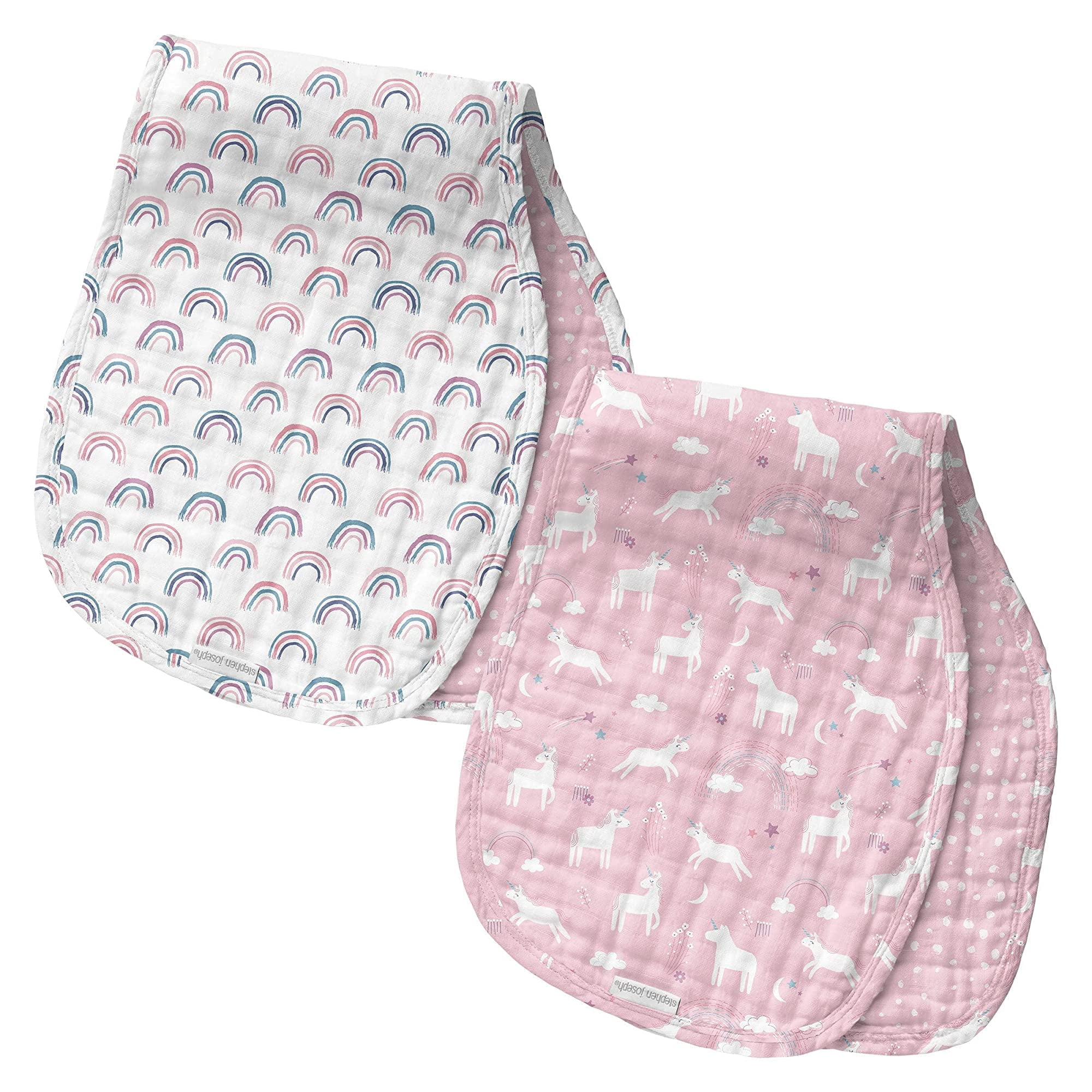 Stephen Joseph, Muslin Baby Burp Cloths, 2-Pack 100% Cotton, Burp Cloth for Baby Boys and Girls, Unicorn