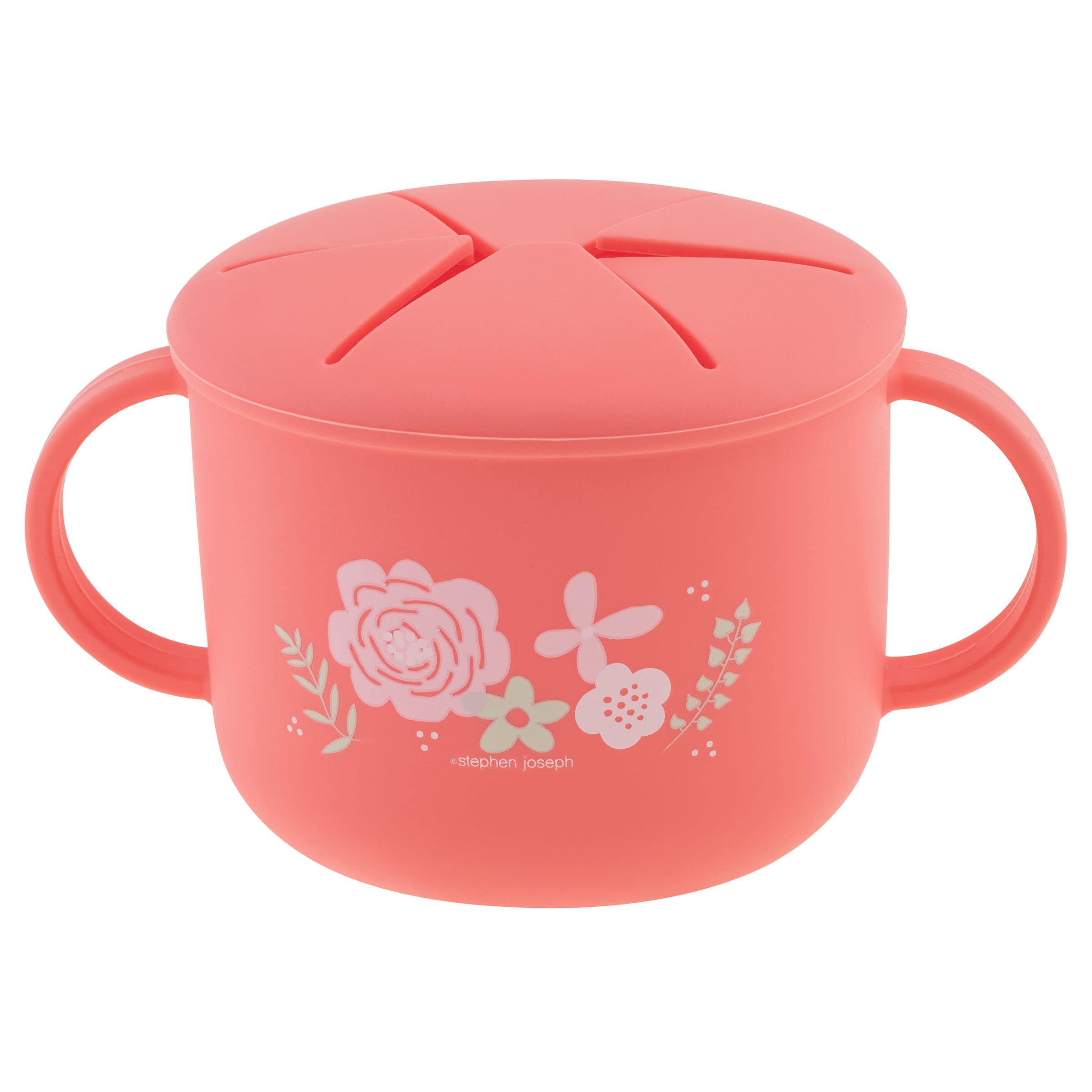 Stephen Joseph, Silicone Snack Cup, Snack Cups for Babies and Toddlers, Coral Flower