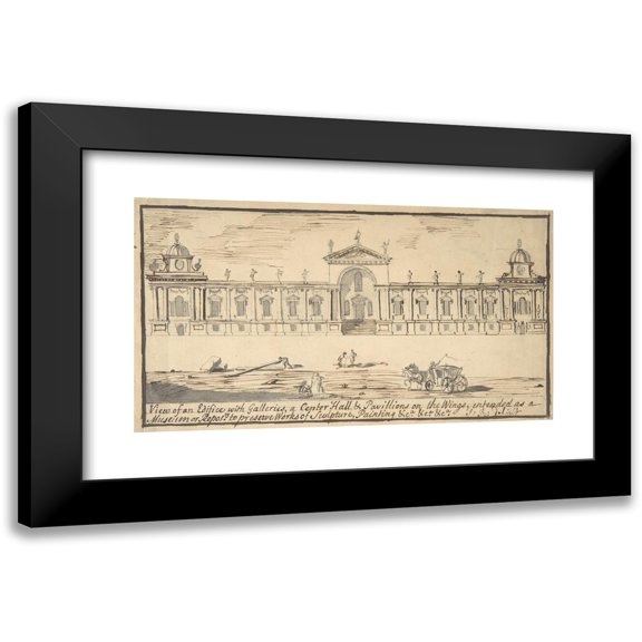 Stephen Riou 14x10 Black Modern Framed Museum Art Print Titled - Design for a Museum or Repository (1758)