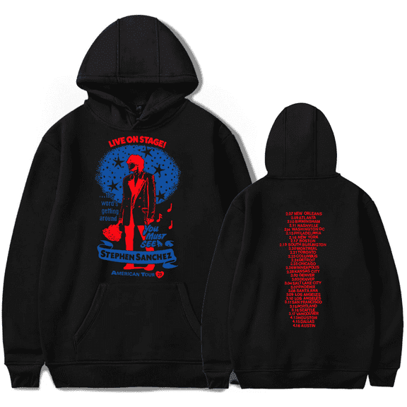 Stephen Sanchez Merch Hoodie Tour Ringer Tracklist Hoodie Long Sleeve Men Women Tracklist Sweatshirt Pullover