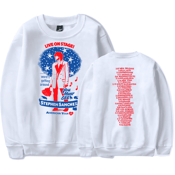 Stephen Sanchez Merch Long Sleeve Sweatshirt Hoodie Tour Ringer Tracklist Men Women Tracklist Sweatshirt Crewneck