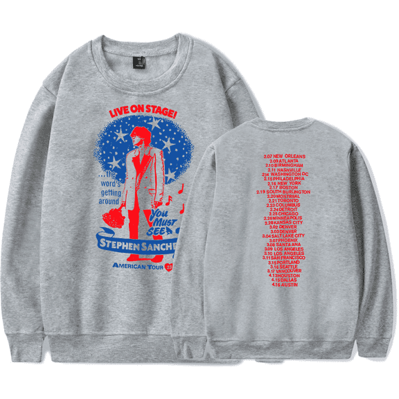Stephen Sanchez Merch Long Sleeve Sweatshirt Hoodie Tour Ringer Tracklist Men Women Tracklist Sweatshirt Crewneck