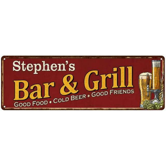 Stephen's Bar and Grill Red Man Cave Decor 6x18 Sign 106180054447
