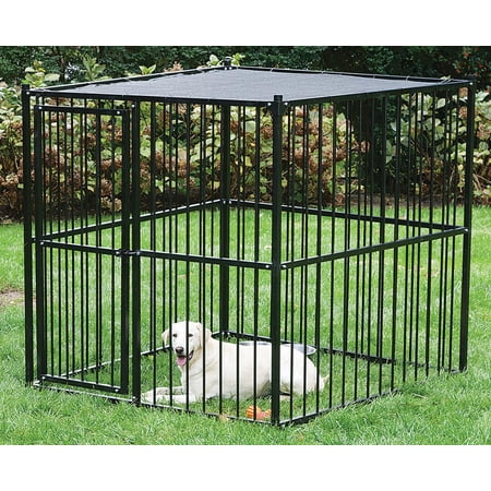 Stephens Pipe & Steel RSHBK11-13659 Laurelview Dog Kennel with Sunblock Top, Steel, Black