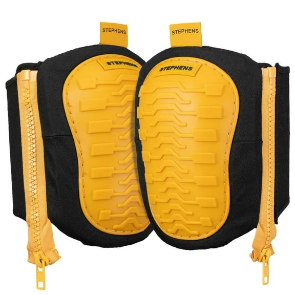 Stephens Strapless Kneepads for Construction - Heavy Duty Soft Cap Design for Work | Safety Work Gear | Flooring | Roofing | Gardening | Protective Equipment-Non-Slip Strapless-Caution Yellow