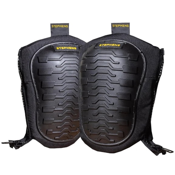 Stephens Strapless Kneepads for Construction - Heavy Duty Soft Cap Design for Work | Safety Work Gear | Flooring | Roofing | Gardening | Protective Equipment-Non-Slip Strapless-Black