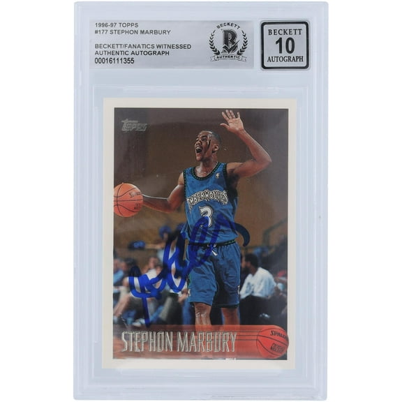 Stephon Marbury Minnesota Timberwolves Autographed 1996-97 Topps #177 Beckett Fanatics Witnessed Authenticated 10 Rookie Card - Fanatics Authentic Certified