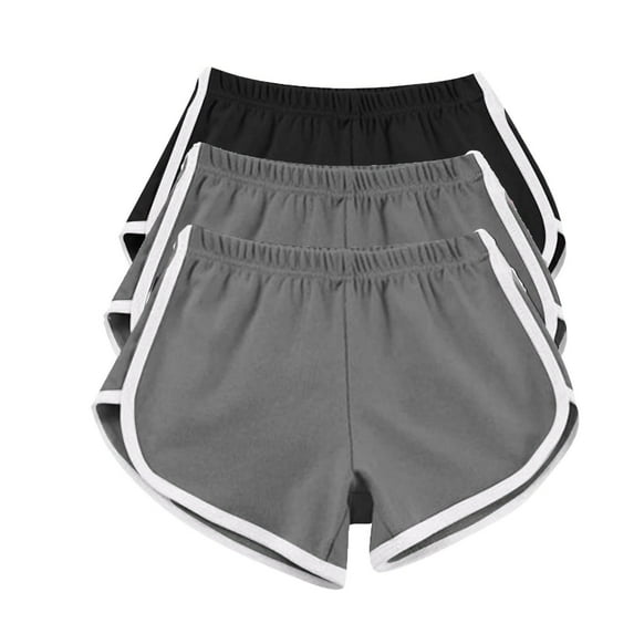 Stephy 3Pc Shorts for Women Casual Summer Sports Yoga Shorts Workout Athletic Running Gym Shorts, Black, L