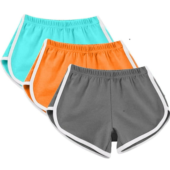 Stephy 3Pc Shorts for Women Casual Summer Sports Yoga Shorts Workout Athletic Running Gym Shorts, Blue, M