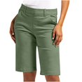 thumbnail image 1 of Stephy Chino Shorts for Women Comfy Casual Slim Fit Pull On Knee Length Shorts Solid Shorts with Pockets, Green, XXL, 1 of 7