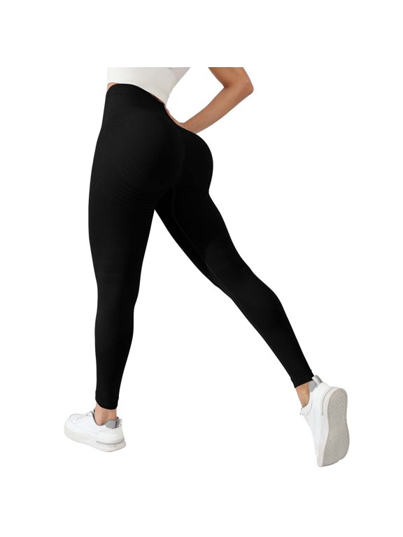 Compression Leggings for Women Gym Tummy Control Buff Lifting No Front Seam Casual Hidden Women's Yoga Pants Black