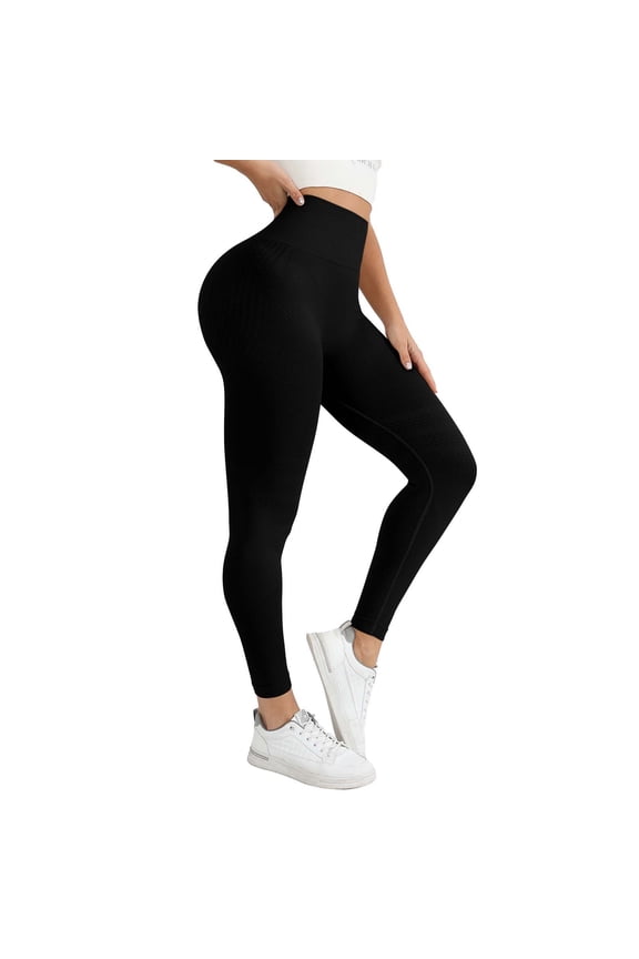 Compression Leggings for Women Gym Tummy Control Buff Lifting No Front Seam Casual Hidden Women's Yoga Pants Black