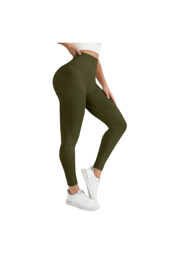 Compression Leggings for Women Gym Tummy Control Buff Lifting No Front Seam Casual Hidden Women's Yoga Pants Green