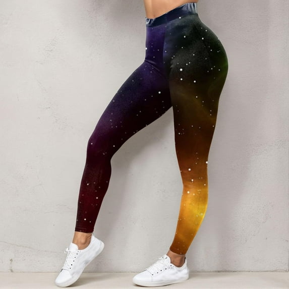 Stephy Costume Women Colorful Leggings Fancy Costume Glitter 3D Printing Costume for Women, Black, XL