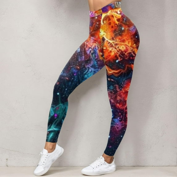 Stephy Costume Women Colorful Leggings Fancy Costume Glitter 3D Printing Costume for Women, Blue, M