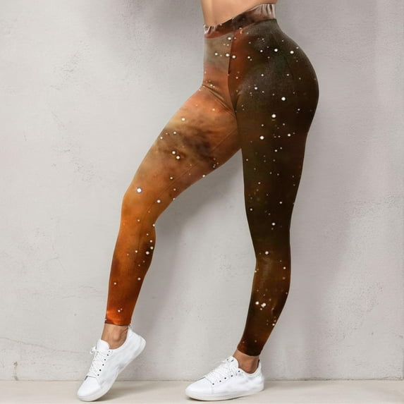 Stephy Costume Women Colorful Leggings Fancy Costume Glitter 3D Printing Costume for Women, Brown, XL