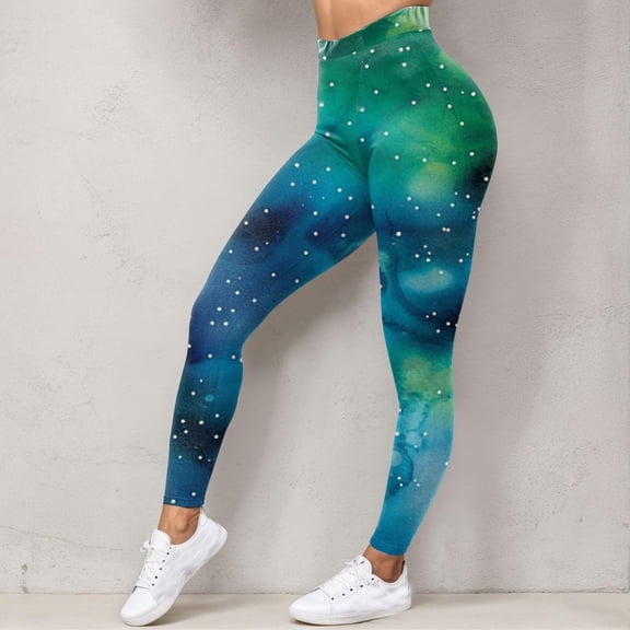 Stephy Costume Women Colorful Leggings Fancy Costume Glitter 3D Printing Costume for Women, Green, XL