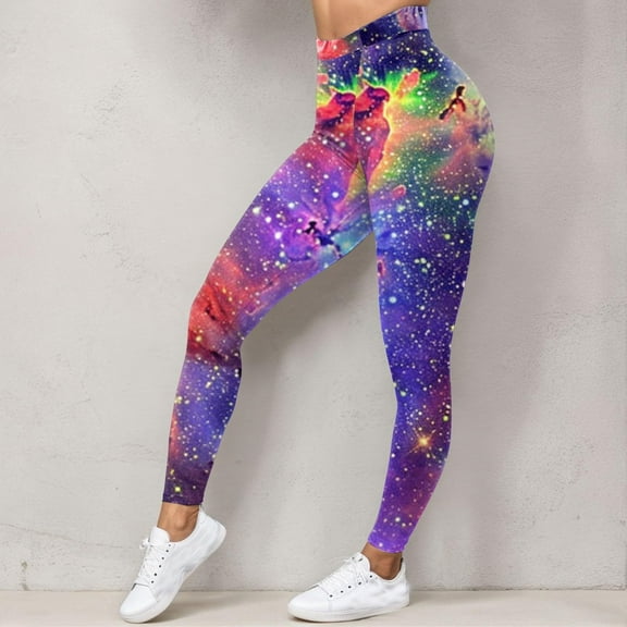 Stephy Costume Women Colorful Leggings Fancy Costume Glitter 3D Printing Costume for Women, Purple, S