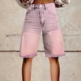 thumbnail image 1 of Stephy Flare Denim Shorts for Women Wide Leg Denim Shorts Woman Vintage Floral Print High Waisted Straight Stretch Pants with Pockets, Pink, M, 1 of 4