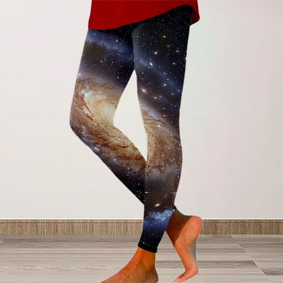 Stephy Galaxy Costume Women Colorful Leggings Fancy Costume Glitter 3D Printing Costume for Women, Black, L