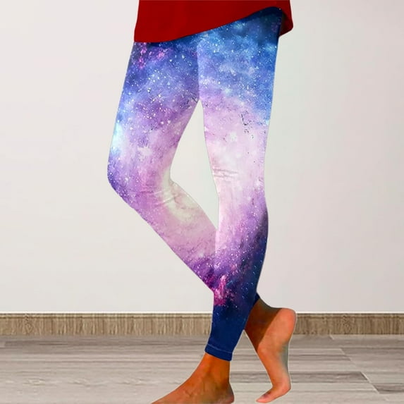 Stephy Galaxy Costume Women Colorful Leggings Fancy Costume Glitter 3D Printing Costume for Women, Blue, S