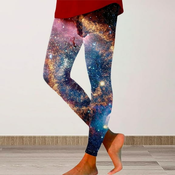 Stephy Galaxy Costume Women Colorful Leggings Fancy Costume Glitter 3D Printing Costume for Women, Brown, XXL