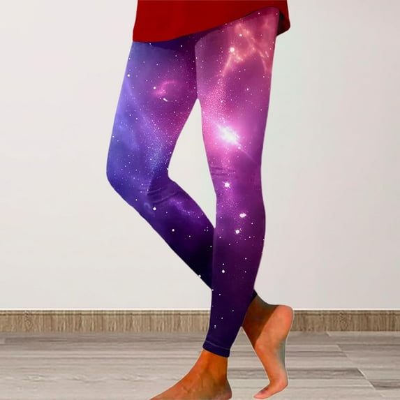 Stephy Galaxy Costume Women Colorful Leggings Fancy Costume Glitter 3D Printing Costume for Women, Pink, 3XL