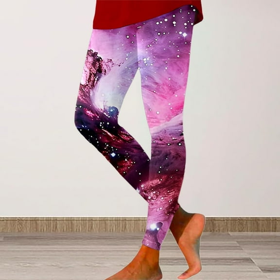 Stephy Galaxy Costume Women Colorful Leggings Fancy Costume Glitter 3D Printing Costume for Women, Pink, 3XL