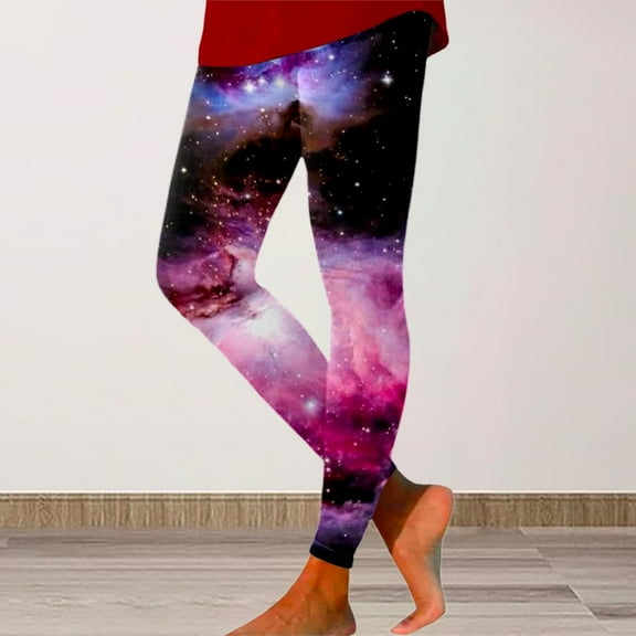 Stephy Galaxy Costume Women Colorful Leggings Fancy Costume Glitter 3D Printing Costume for Women, Pink, XXL