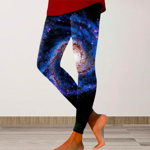 Stephy Galaxy Costume Women Colorful Leggings Fancy Costume Glitter 3D Printing Costume for Women, Purple, L