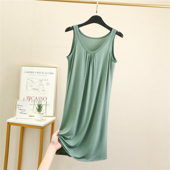 Stephy Loose Vest Dress for Women In Summer Plus Size Sleeveless, Green, L