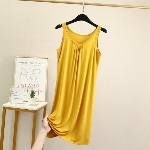 Stephy Loose Vest Dress for Women In Summer Plus Size Sleeveless, Yellow, XXL