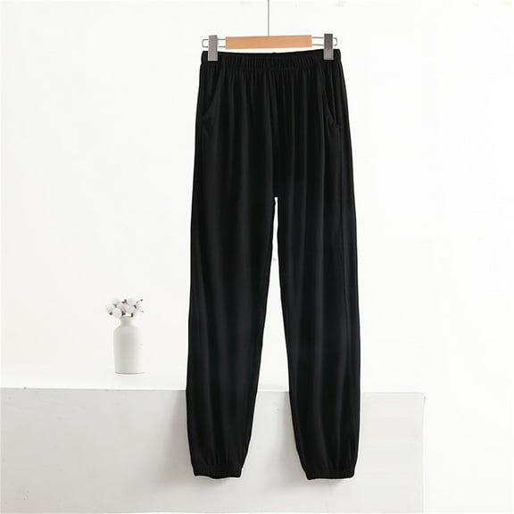 Stephy Pajama Pants for Women In Summer Can Be Worn Loose Large Size Pocket Pants Loose Wide Leg Pants for Women's Home Pants, Black, 4XL