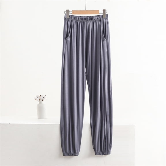 Stephy Pajama Pants for Women In Summer Can Be Worn Loose Large Size Pocket Pants Loose Wide Leg Pants for Women's Home Pants, Gray, 4XL