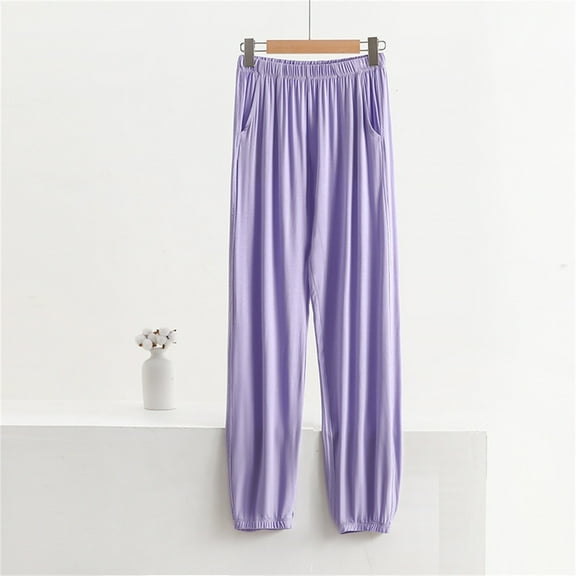 Stephy Pajama Pants for Women In Summer Can Be Worn Loose Large Size Pocket Pants Loose Wide Leg Pants for Women's Home Pants, Purple, 4XL