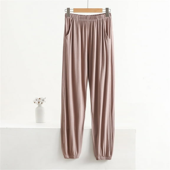 Stephy Pajama Pants for Women In Summer Can Be Worn Loose Large Size Pocket Pants Loose Wide Leg Pants for Women's Home Pants, Yellow, 4XL