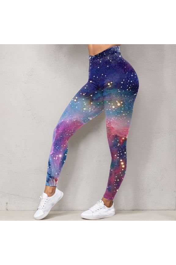 Women Colorful Leggings Fancy Costume Glitter 3D Printing Costume, Blue, 3XL